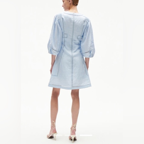 Figue Verna Linen embroidered dress soft blue NWT - Picture 3 of 7